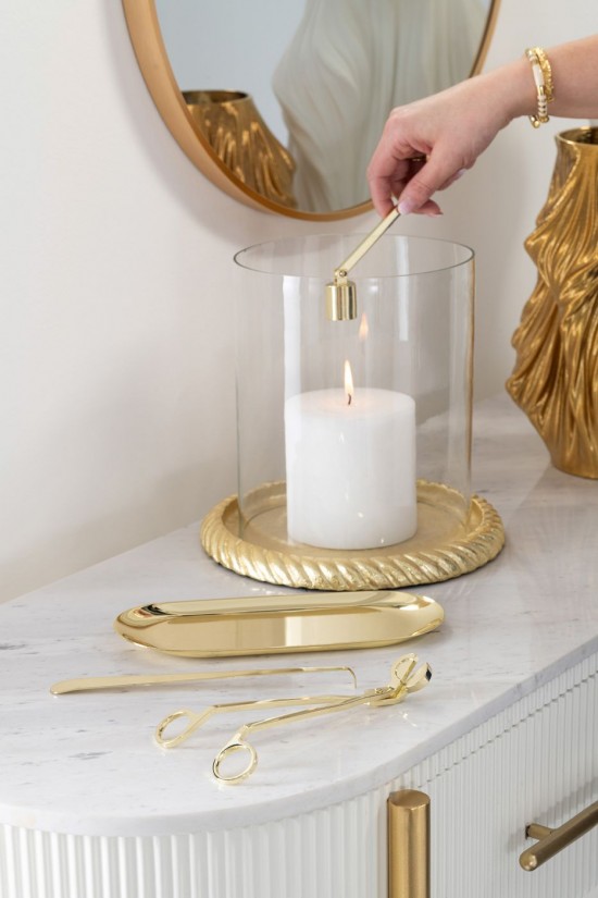 J Line Candeliere Alluminio Oro Candelabro Aluminio Dorado.