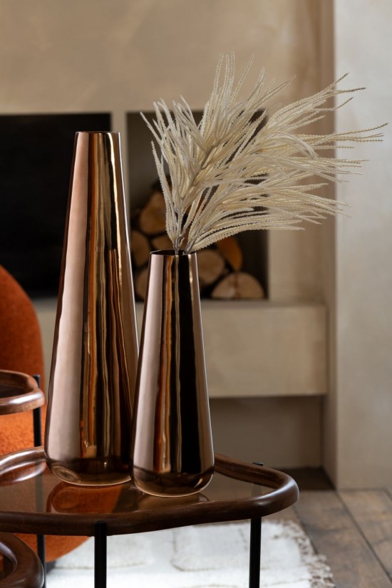 J Line Vaso Da Terra Alluminio Oro Small Jarrón Aluminio Dorado Small.