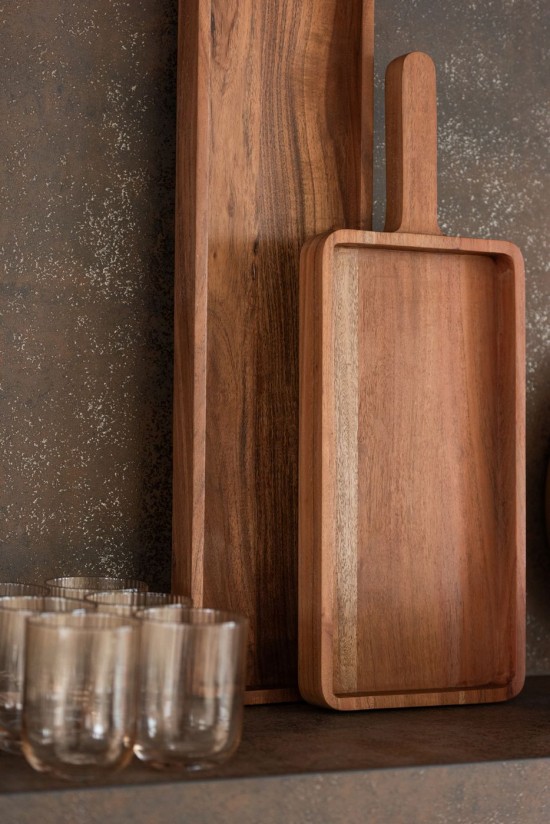 J Line Tagliere Rettangolare Legno Di Acacia Naturale Small Tabla De Cortar Rectángulo Madera De Acacia Natural Small.