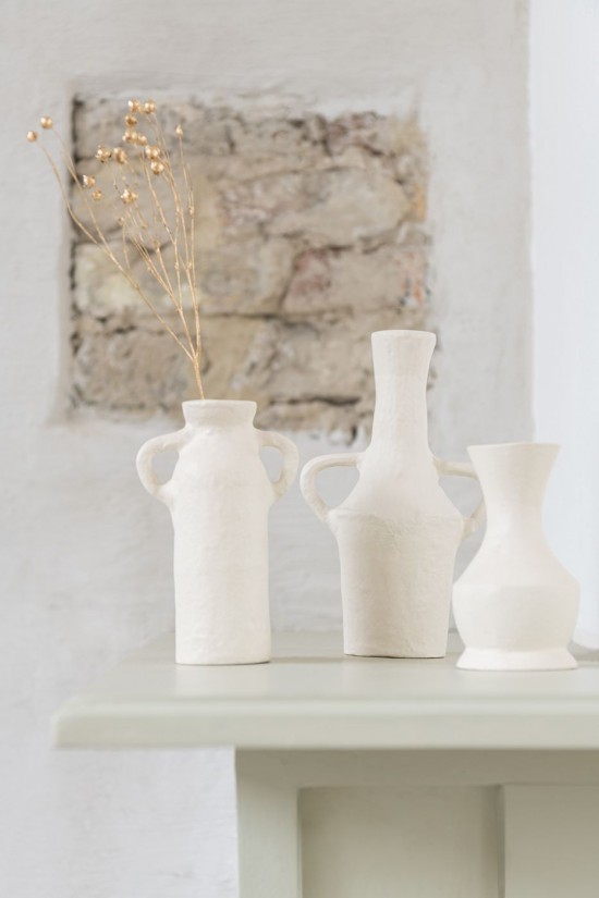 J Line Set Di 3 Vaso Alluminio Bianco Juego De 3 Jarrón Aluminio Blanco.