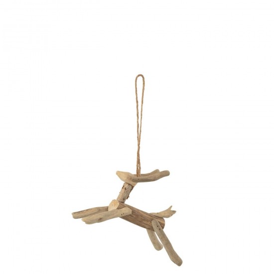 J Line Rendier Hangend Drijfhout Naturel L18xB15xH4 cm hangers JO57802.