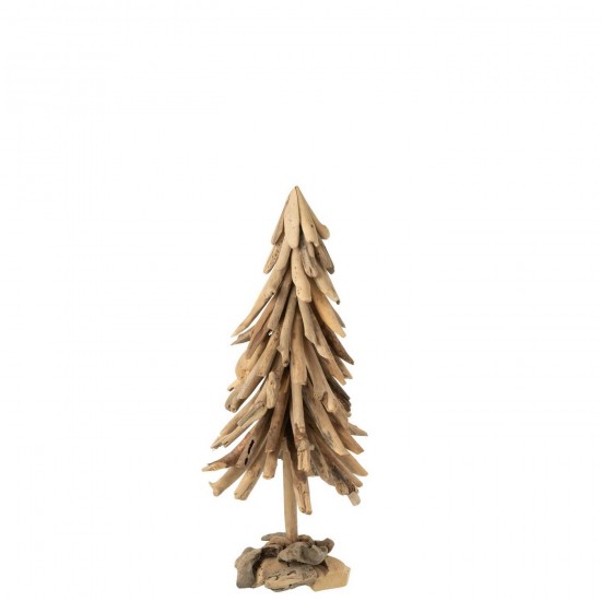 J Line Kerstboom Op Voet Houtdelen Drijfhout Naturel Large L25xB25xH70 cm kerstbomen JO57806.