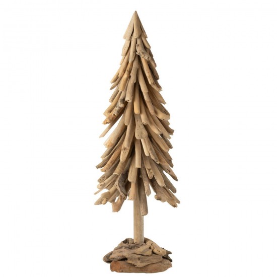 J Line Kerstboom Op Voet Houtdelen Drijfhout Naturel Extra Large L40xB40xH100 cm kerstbomen JO57807.