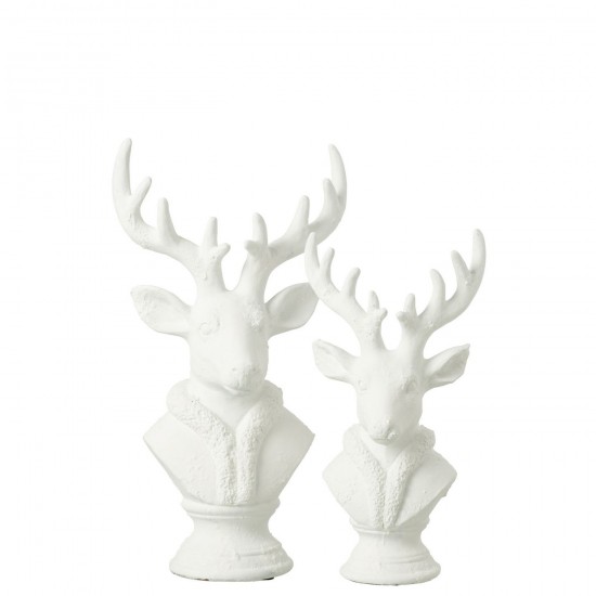 J Line cerfs statuettes Jolipa Cerf Polyrésine Blanc Large.