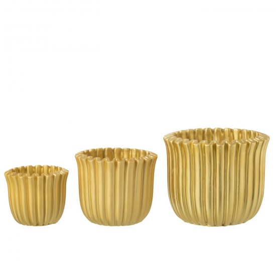 J Line cachepots de fleur Jolipa Cachepot Cotelé Ciment Doré Large.