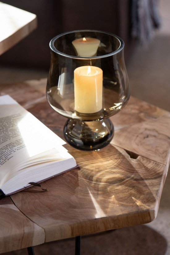 J Line Vaso Bicchiere Basso Vetro Grigio Jarrón Copa Baja Vidrio Gris.