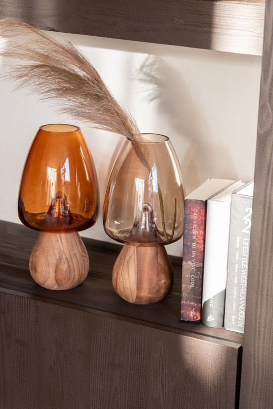 J Line Vaso Fungo Alto Vetro Caramello Jarrón Seta Alta Vidrio Caramelo.