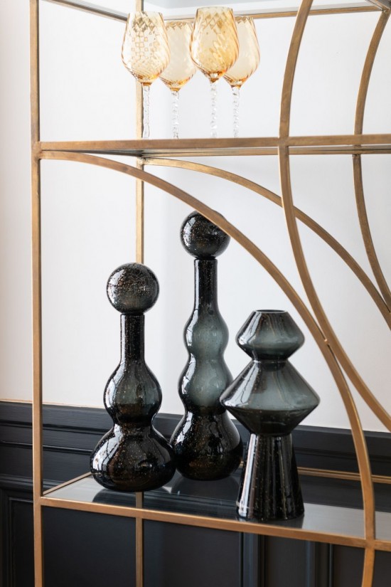 J Line Vaso Carol Vetro Nero Jarrón Carol Vidrio Negro.