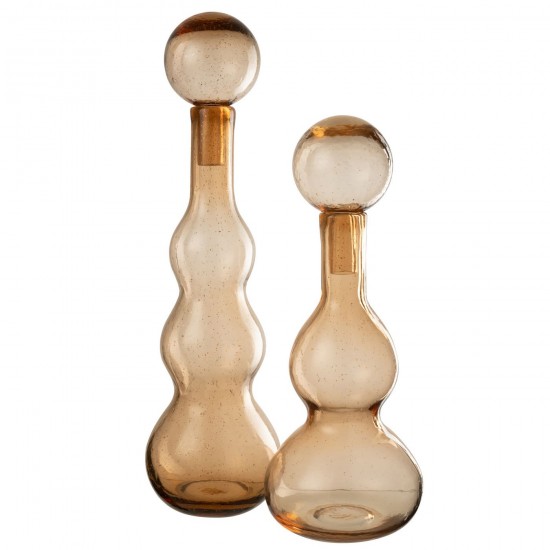 J Line bouteilles Jolipa Flacon Bouchon Carol Verre Caramel Large.