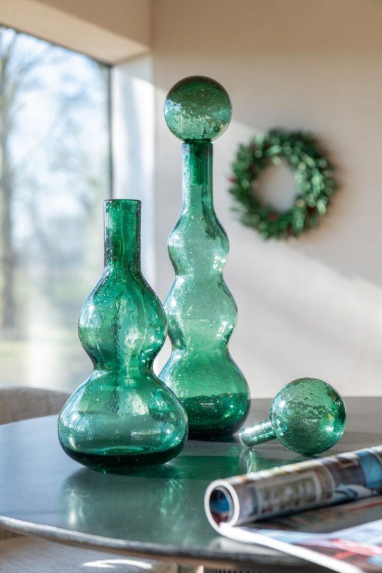 J Line Bottiglia Tappo Carol Vetro Smeraldo Small Botella Tapón Carol Vidrio Verde Esmeralda Small.