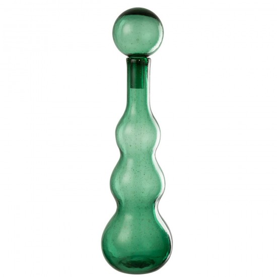 J Line Fles Stop Carol Glas Smaragdgroen Large L15xB15xH52 cm flessen JO58061.