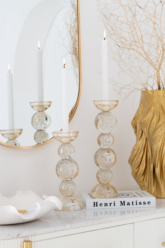 J Line Candeliere Vetro Champagne Small Candelabro Vidrio Champán Small.