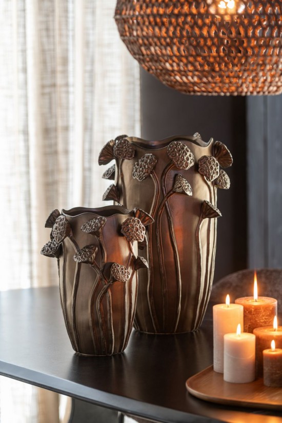 J Line Vaso Lotus Pod Argilla Rame Large Jarrón Lotus Pod Arcilla Cobre Large.