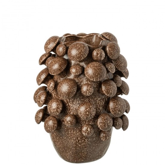 J Line Vaas Fungi Klei Bruin Large L34xB34xH46 cm grote vazen Grote vaas Hoge vazen Hoge vaas JO58193.