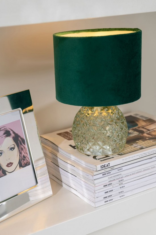 J Line Lampada Da Tavolo Vetro Led Verde Chiaro Lámpara Vidrio Led Verde Claro.