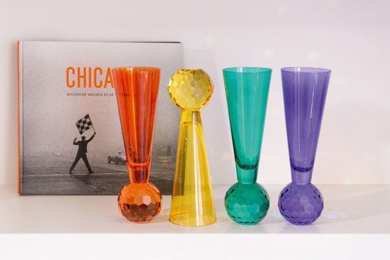 JLine J Line Champagne Glas Bal Glas Blauw Donkergroen L7xB7xH15 cm drinkglas drinkglazen.