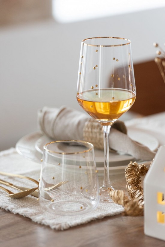 J Line Bicchiere Da Vin Pallini Vetro Trasparente Oro Copa De Vino Puntos Vidrio Transparente Dorado.