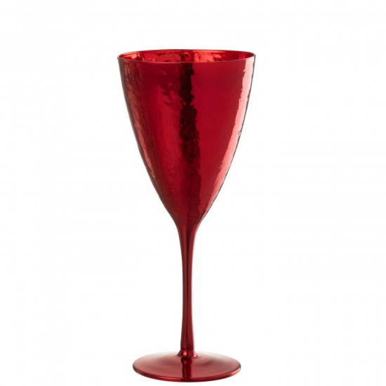 J Line Wijnglas Spiegel Glas Rood L10xB8xH23 cm wijnglazen glas glazen voor wijn JO58343.