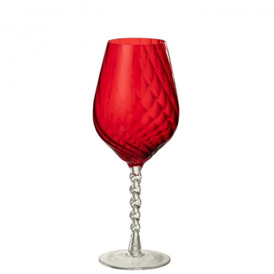 J Line Wijnglas Gestreept Glas Rood L7xB9xH23 cm wijnglazen glas glazen voor wijn JO58374.