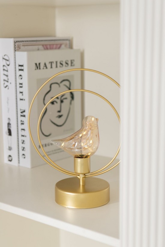 J Line Uccello Led 1 Uccello Rotondo Ferro Oro Pájaro Led 1 Ave Redondo Plancha Dorado.