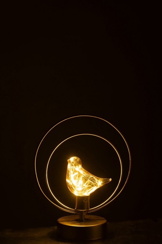 J Line Lampes LED Lampe LED Jolipa Oiseau Led 1 Oiseau Rond Fer Doré.
