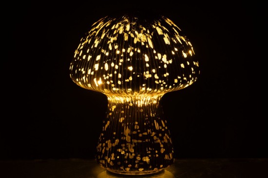 J Line hivers Jolipa Champignon Led Ligné Verre Marron.