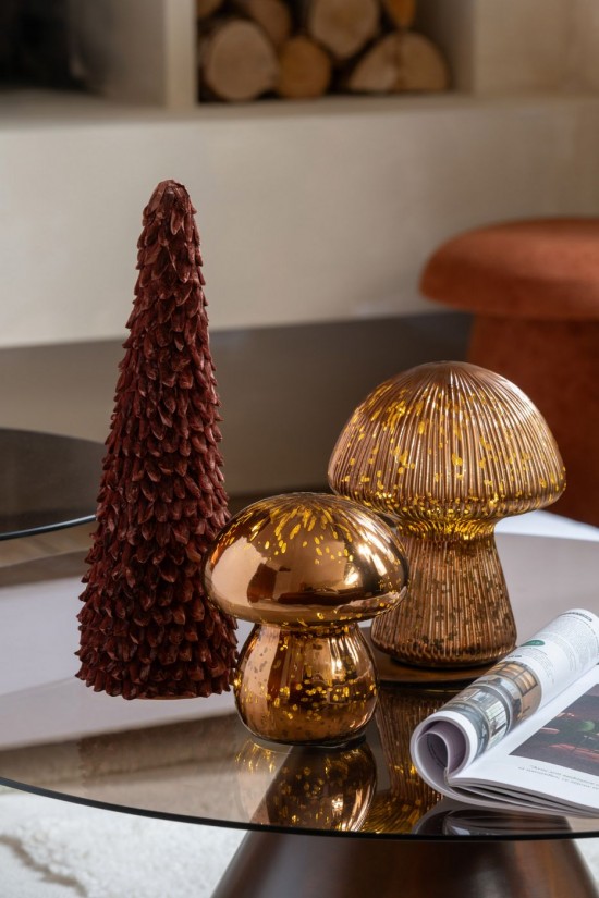 J Line Fungo Led Antico Vetro Marrone Marrone Scuro Assortimento Di 2 Seta Led Antiguo Vidrio Marrón Marrón Oscuro Surtido De .