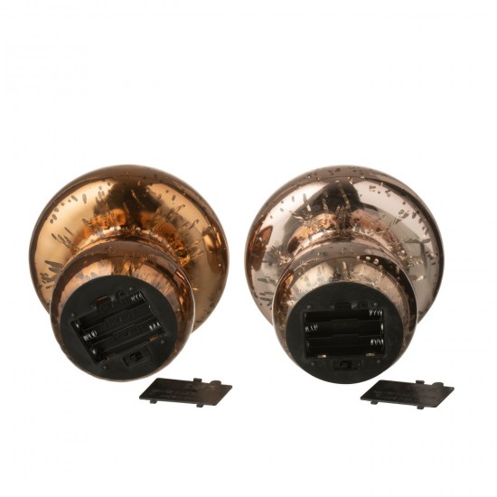 Jline Paddenstoel Led Antiek Glas Bruin Donkerbruin Assortiment Van 2.