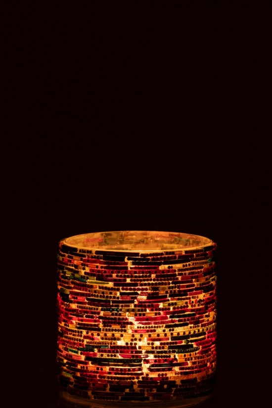 J Line Porte bougies Porte bougies Jolipa Chandelier Perles Verre Rose Doré Medium.