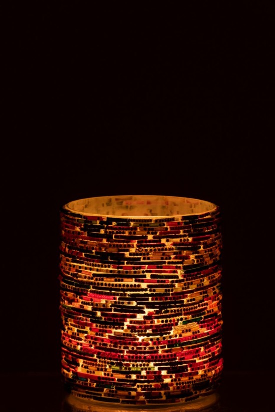 J Line Porte bougies Porte bougies Jolipa Chandelier Perles Verre Rose Doré Large.