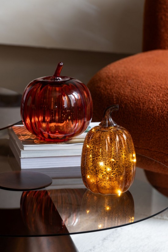 J Line Zucca Vetro Arancione Scuro Small Calabaza Vidrio Naranja Oscuro Small.