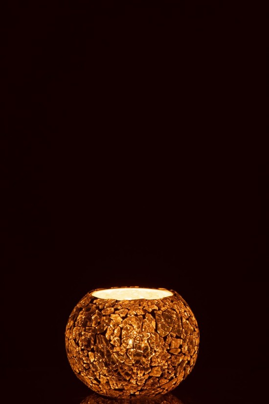 J Line photophores Jolipa Photophore Balle Craquelé Verre Doré.