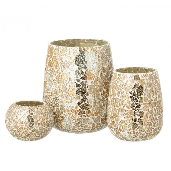 Jline Kaarshouder Gekraakt Glas Goudkleurig.