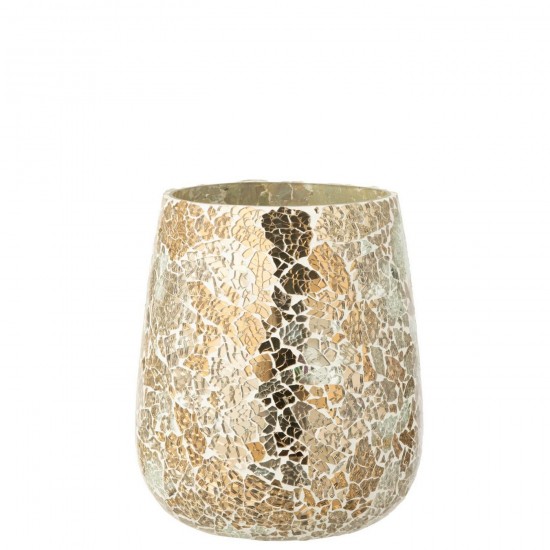 J Line Kaarshouder Gekraakt Glas Goudkleurig L17xB17xH21 cm kaarshouders JO58602.