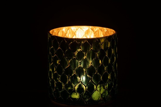 J Line Porte bougies Porte bougies Jolipa Chandelier Cylindre Mosaïque Verre Bleu Azur.