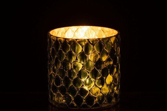 J Line Porte bougies Porte bougies Jolipa Chandelier Cylindre Mosaïque Verre Vert.