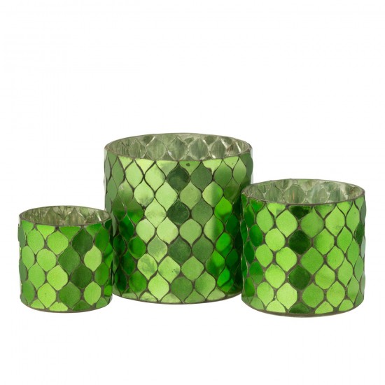 Jline Kaarshouder Cilinder Mozaïek Glas Groen.