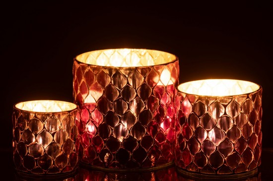 Jline Kerzenständer Zylinder Mosaik Glas Fuchsie Kerzenhalter.