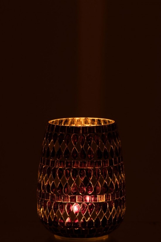 J Line photophores Jolipa Photophore Mosaïque Verre Noir Argenté Medium.