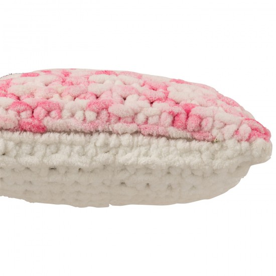 J Line coussins Jolipa Coussin Tricoté Polyester Rose Blanc.