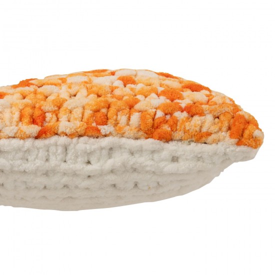 J Line coussins Jolipa Coussin Tricoté Polyester Orange Blanc.