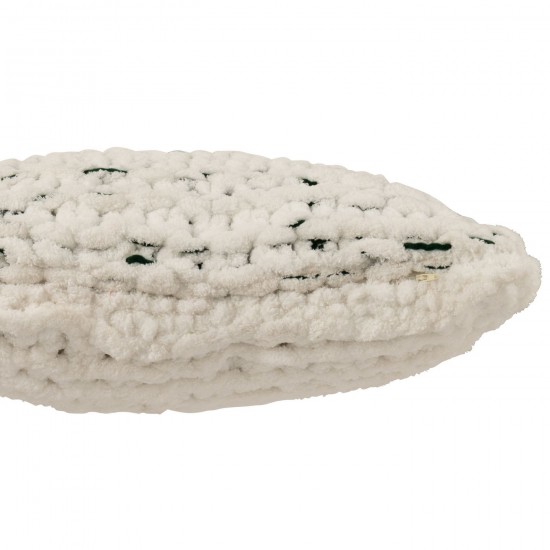 J Line coussins Jolipa Coussin Tricoté Polyester Blanc Vert Foncé.