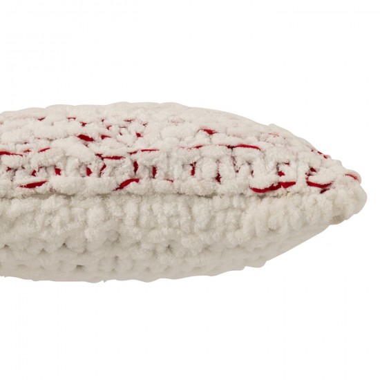 J Line coussins Jolipa Coussin Tricoté Polyester Blanc Rouge Noël.