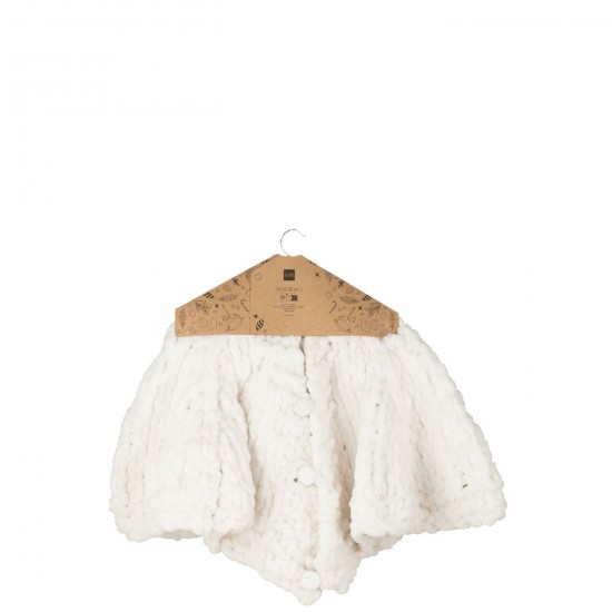 J Line hivers Jolipa Tapis De Sapin De Noël Tricoté Polyester Blanc.