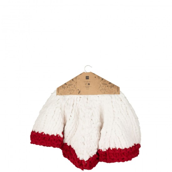J Line hivers Jolipa Tapis De Sapin De Noël Tricoté Polyester Blanc Rouge Noël.