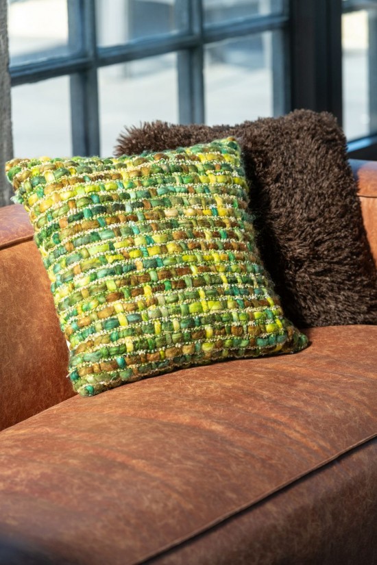 J Line Cuscino A Maglia Acrilico Verde Cojín Punto Acrílico Verde.