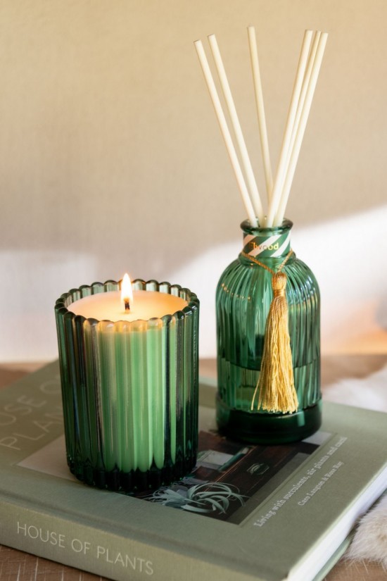 J Line Candela Profumata Magic Cera Bianco Verde Scuro Vela Perfumada Magic Cera Blanco Verde Oscuro.