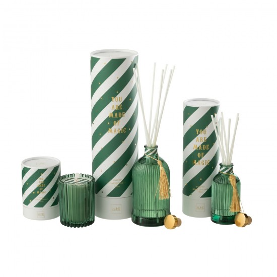 J Line diffuseurs de parfums Jolipa Diffuseur À Batons Magic Huile Parfumée Blanc Vert Foncé Large.