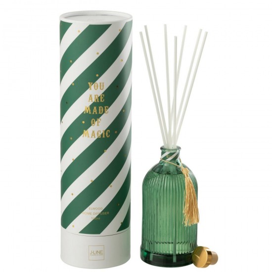 J Line Geurverspreider Magic Geurolie Wit Donkergroen Large L10xB10xH36 cm parfums geuren JO58725.