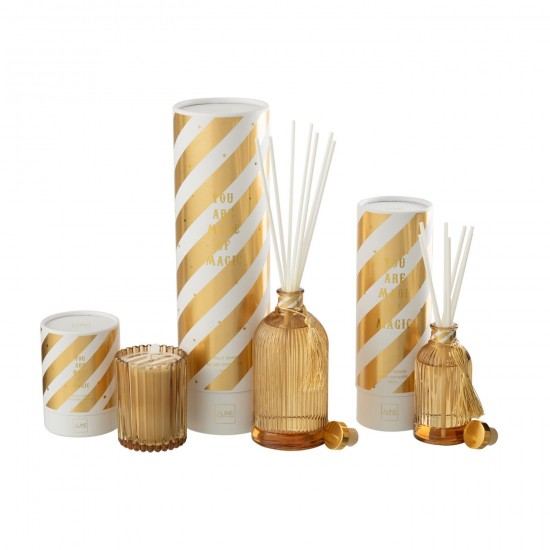 J Line diffuseurs de parfums Jolipa Diffuseur À Batons Magic Huile Parfumée Blanc Doré Large.